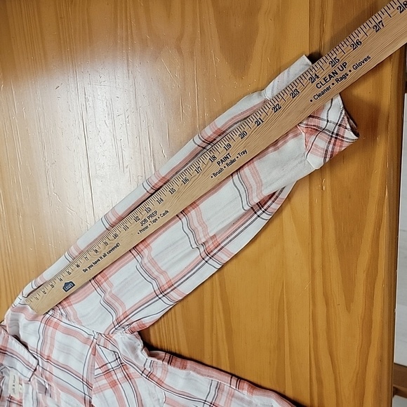 Cloth & Stone Orange White Lightweight Long Sleeve Button Down Shirt, Medium - Picture 7 of 8